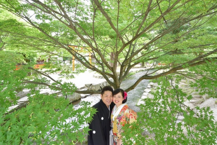 上賀茂神社で白無垢の花嫁