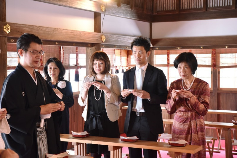 京都の上賀茂神社での神前結婚式の写真