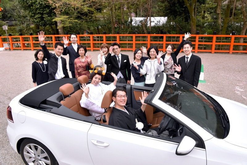 京都の上賀茂神社での神前結婚式の写真