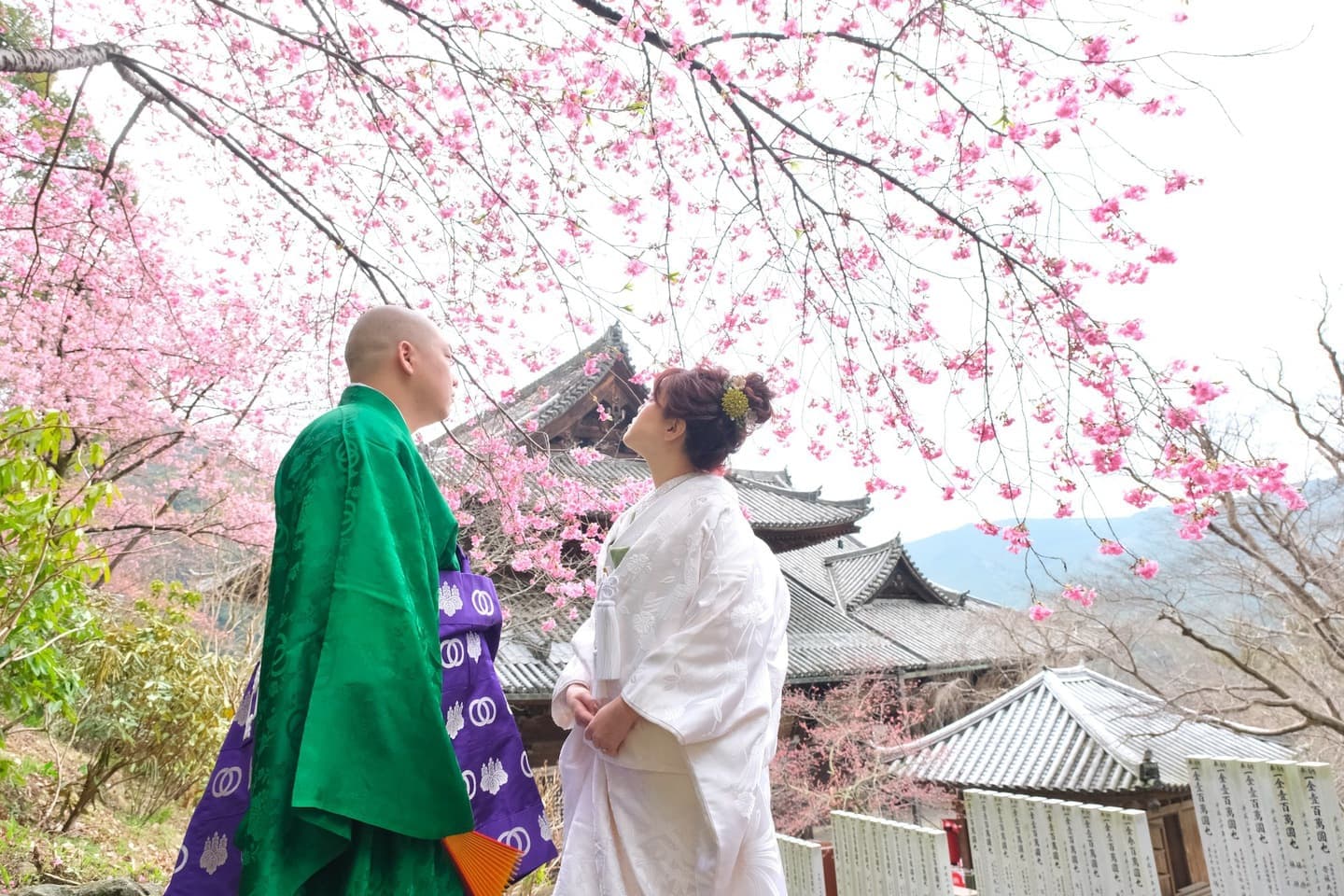 長谷寺で白無垢で結婚式の花嫁