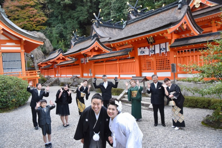 熊野那智大社の結婚式の白無垢洋髪