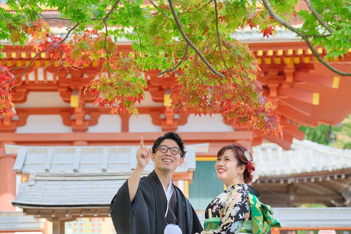 長谷寺で結婚式の花嫁