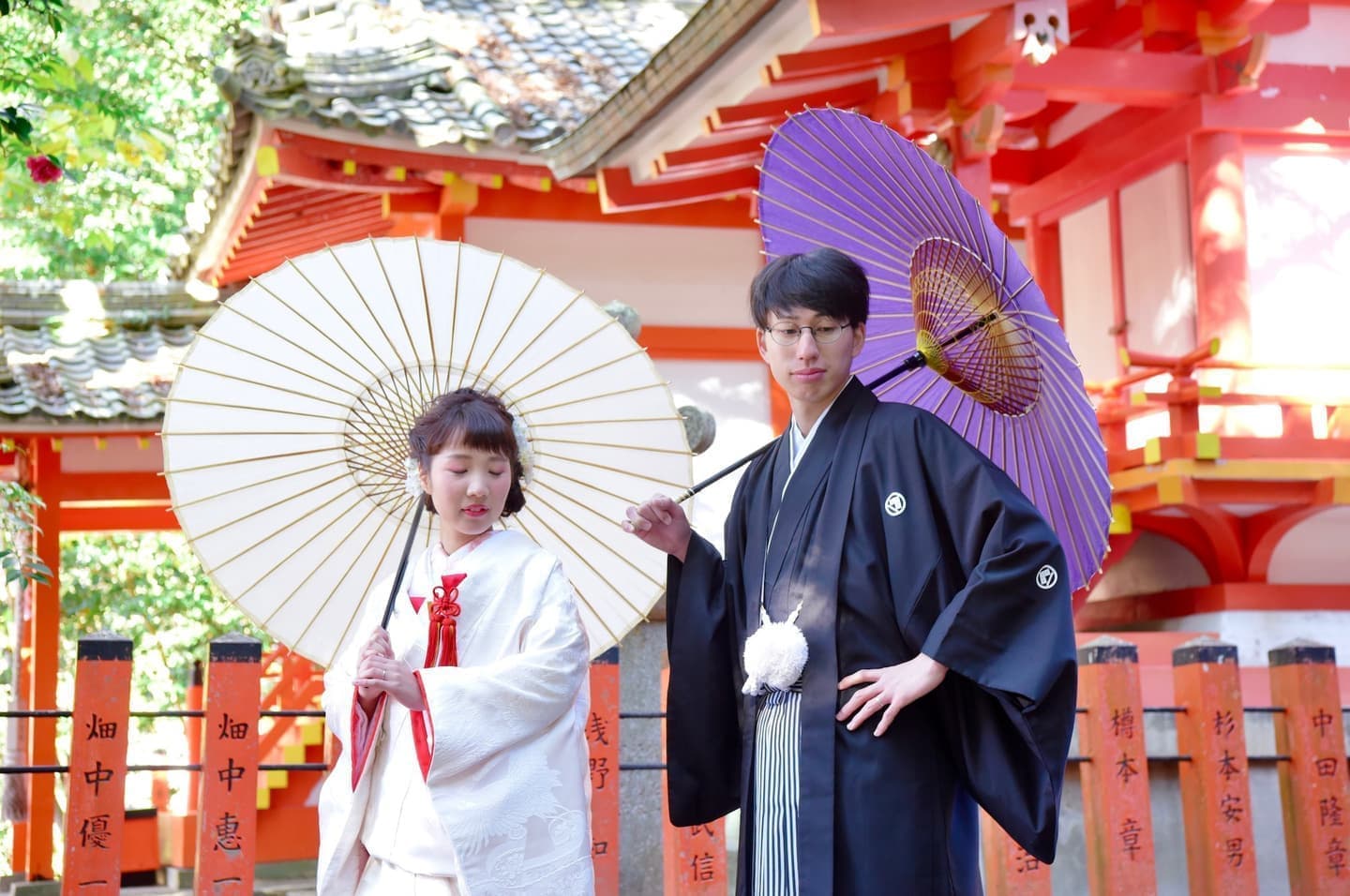 和装衣装で熊野速玉大社で結婚式の写真