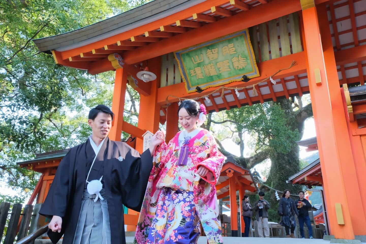 熊野那智大社で結婚式の写真