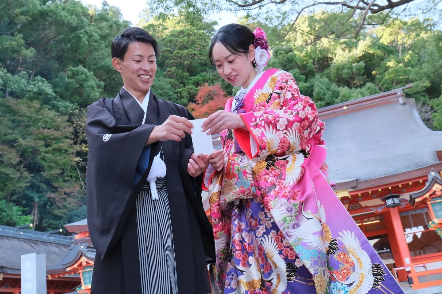 熊野那智大社で結婚式の写真