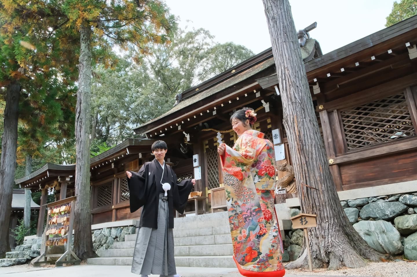 和装衣装で伊太祁曽神社で結婚式の写真