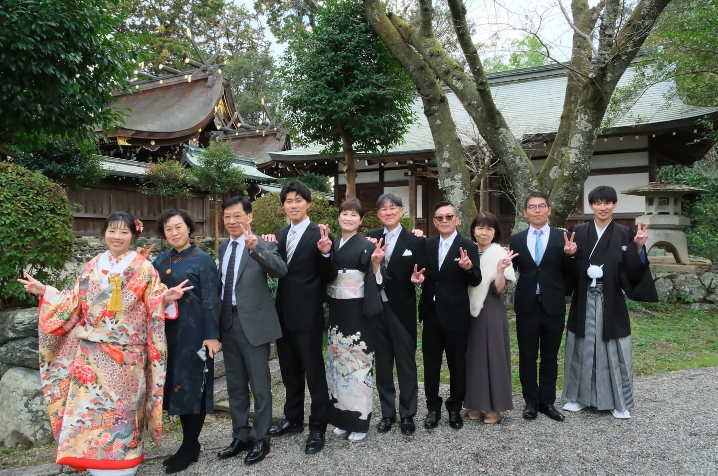 和装衣装で伊太祁曽神社で結婚式の写真