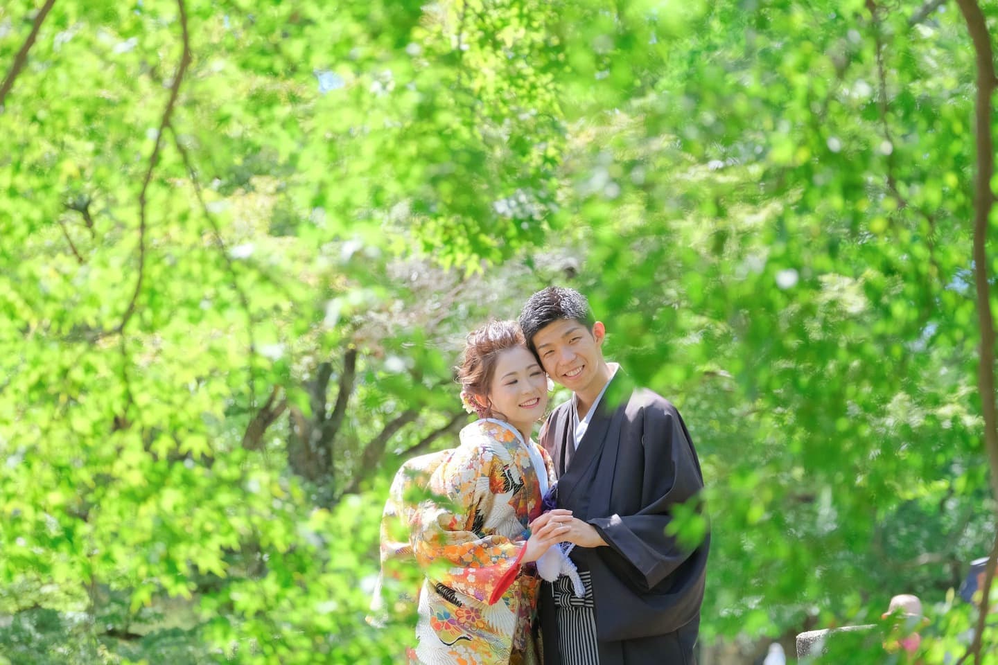 和装衣装で吉田神社で結婚式の写真