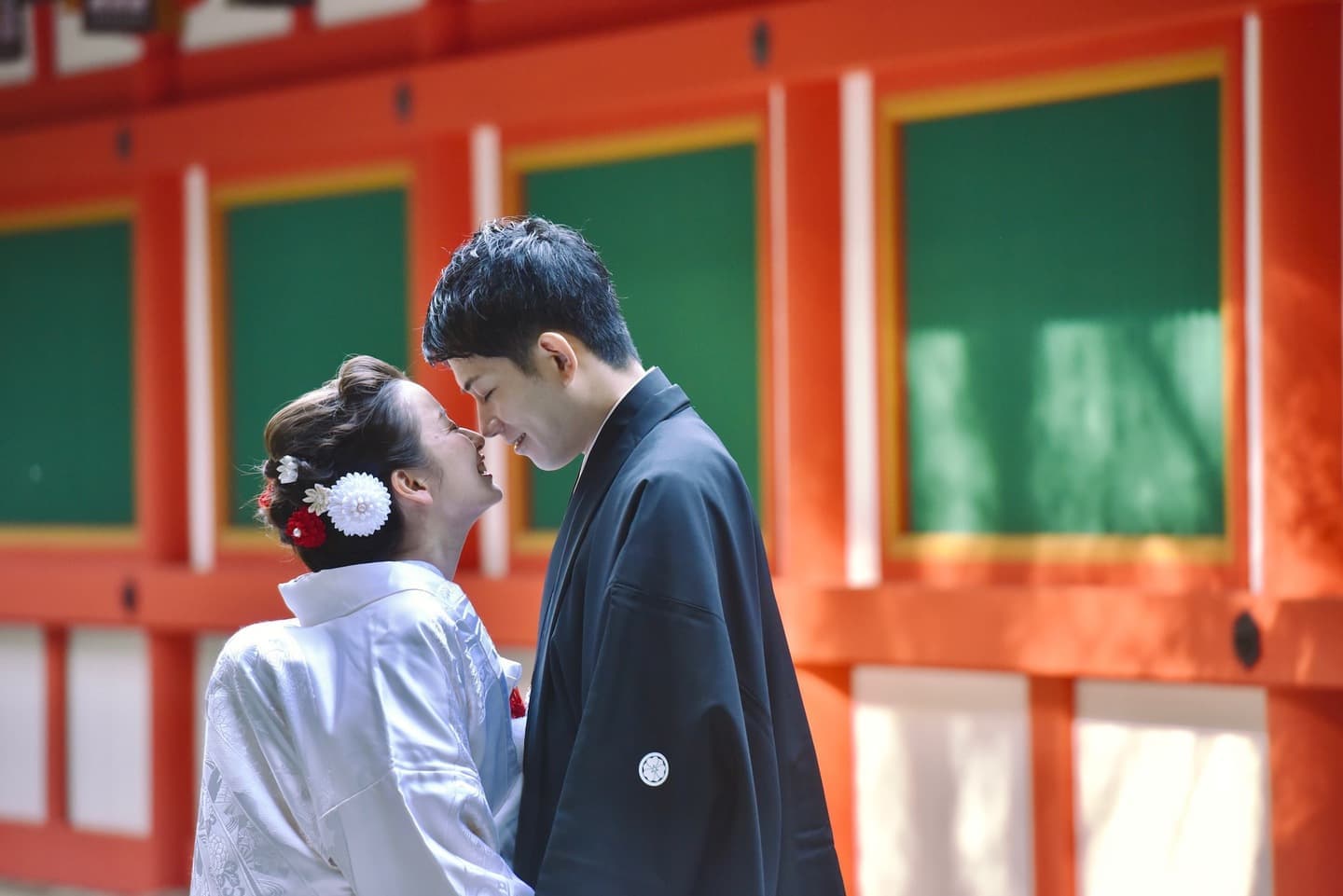 和装衣装で吉田神社で結婚式の写真