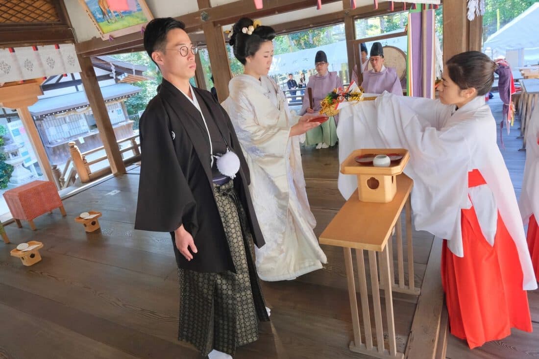 往馬大社の結婚式の写真