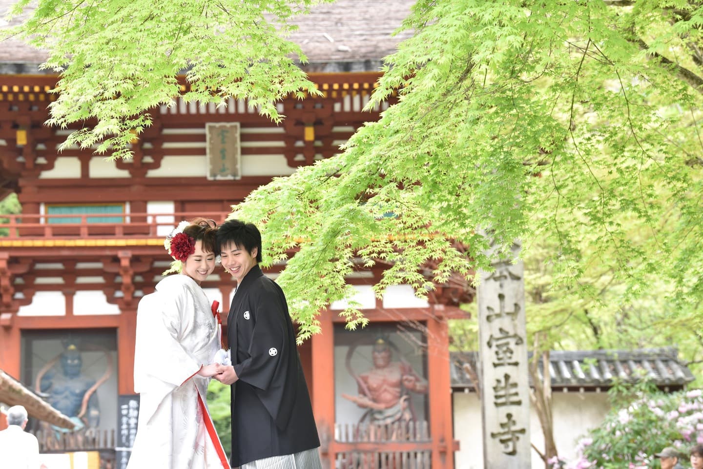 白無垢での神社和装結婚式の写真