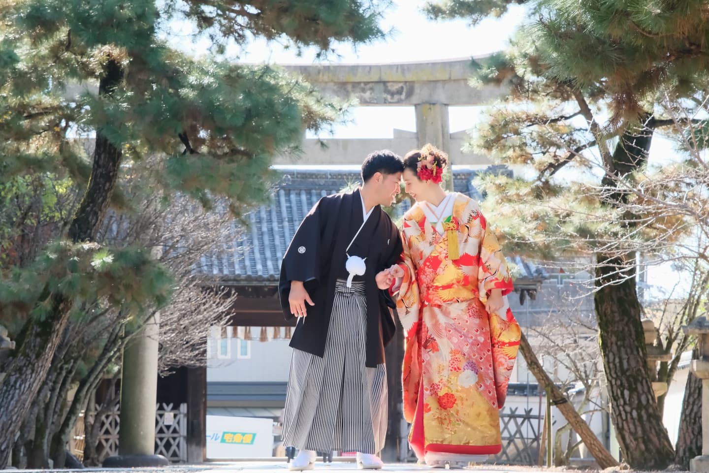 御香宮神社での和装着物結婚式の写真