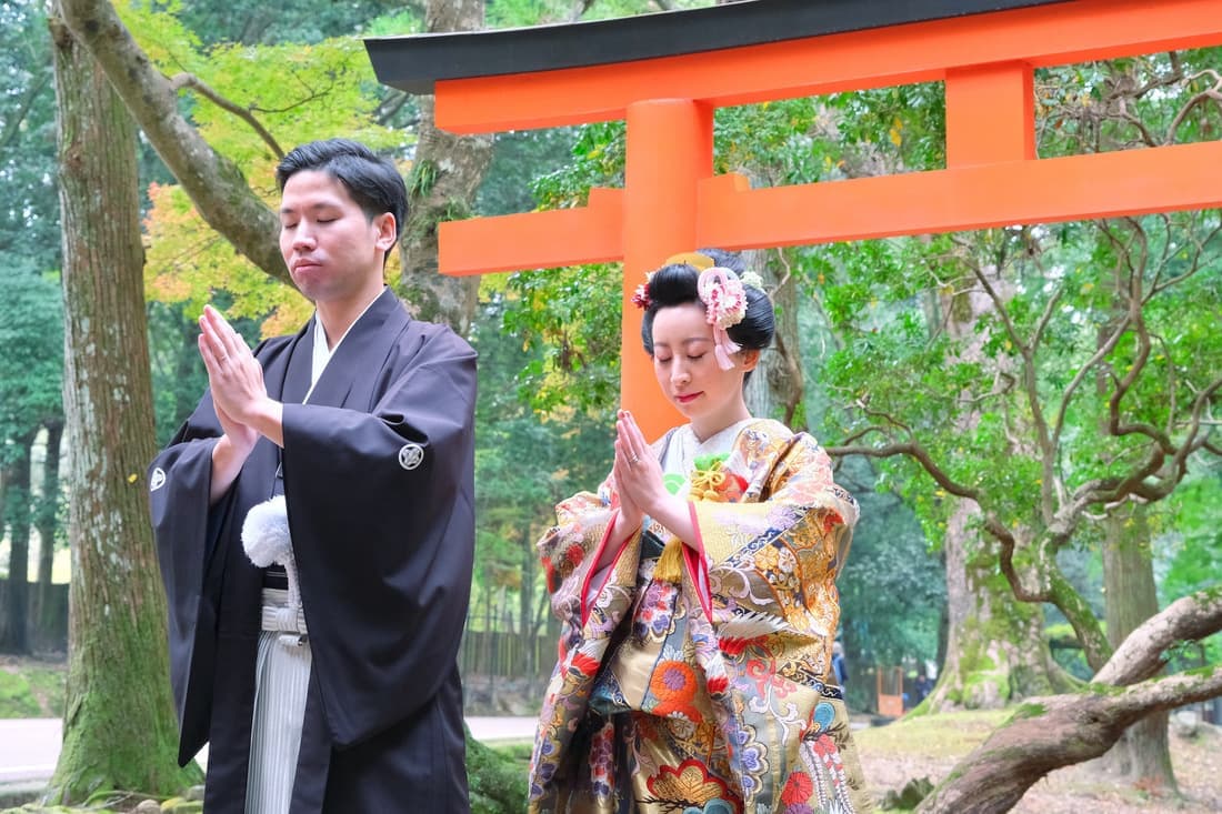 春日大社の結婚式の写真