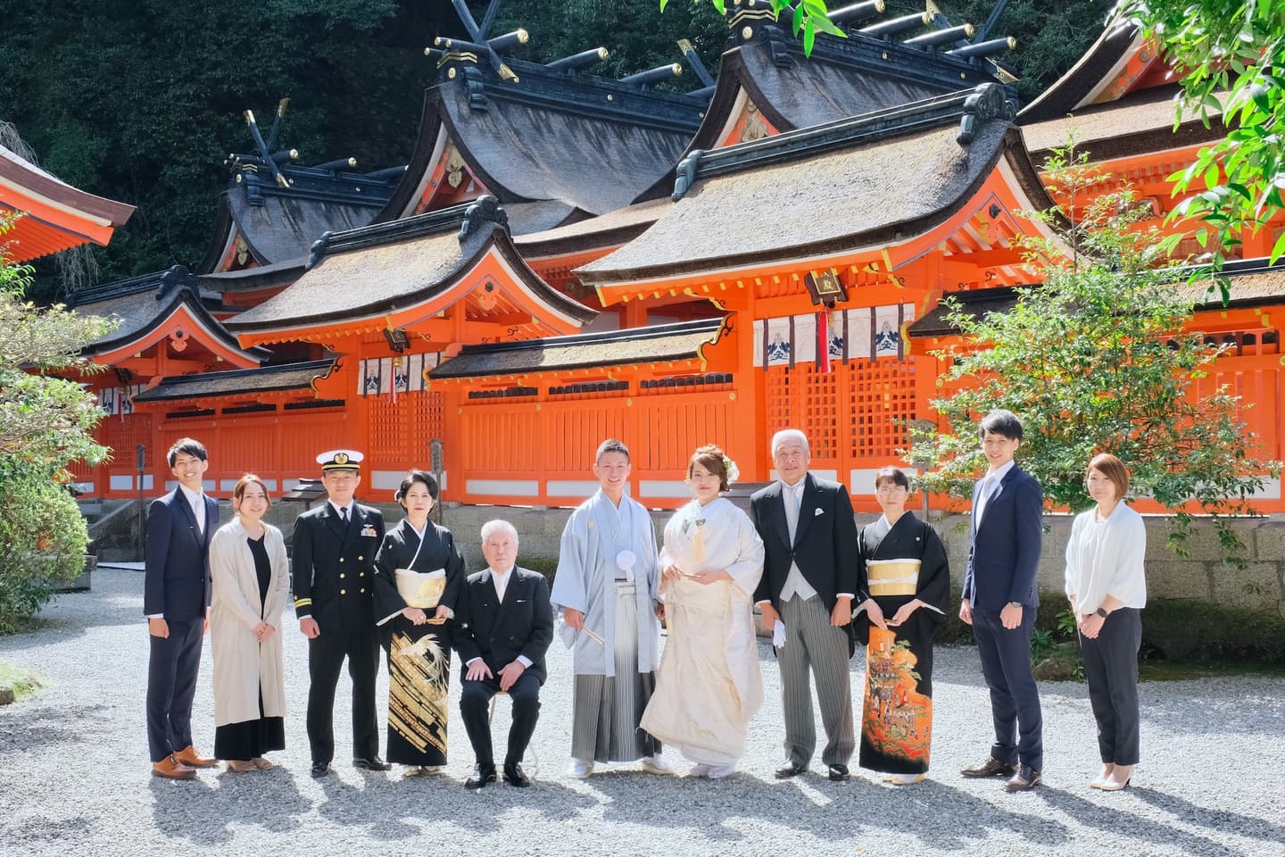 白無垢での神社結婚式の写真