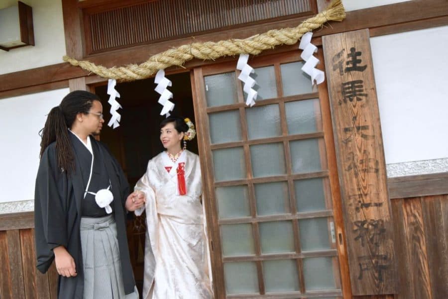 往馬大社での神前結婚式の写真