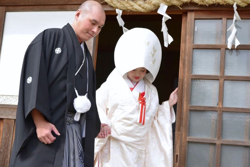 往馬大社での神前結婚式の写真