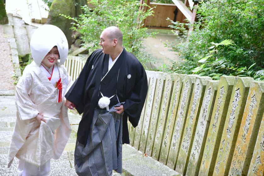 往馬大社での神前結婚式の写真
