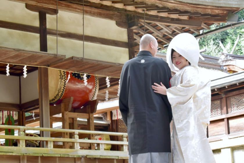 往馬大社での神前結婚式の写真