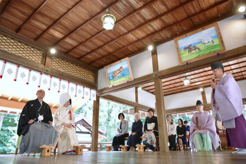 往馬大社での神前結婚式の写真