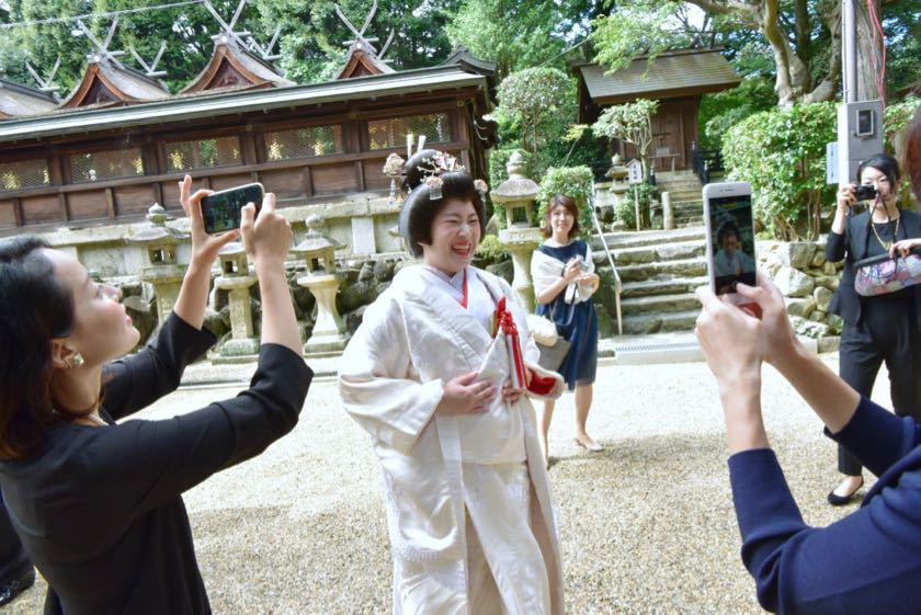 往馬大社での神前結婚式の写真