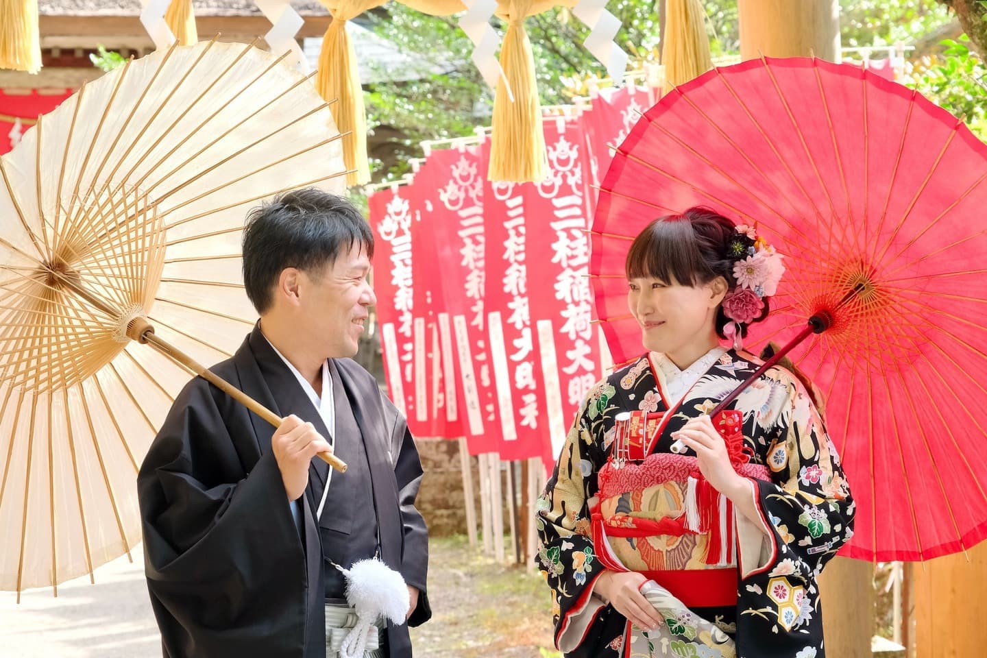 玉置神社で結婚式の花嫁