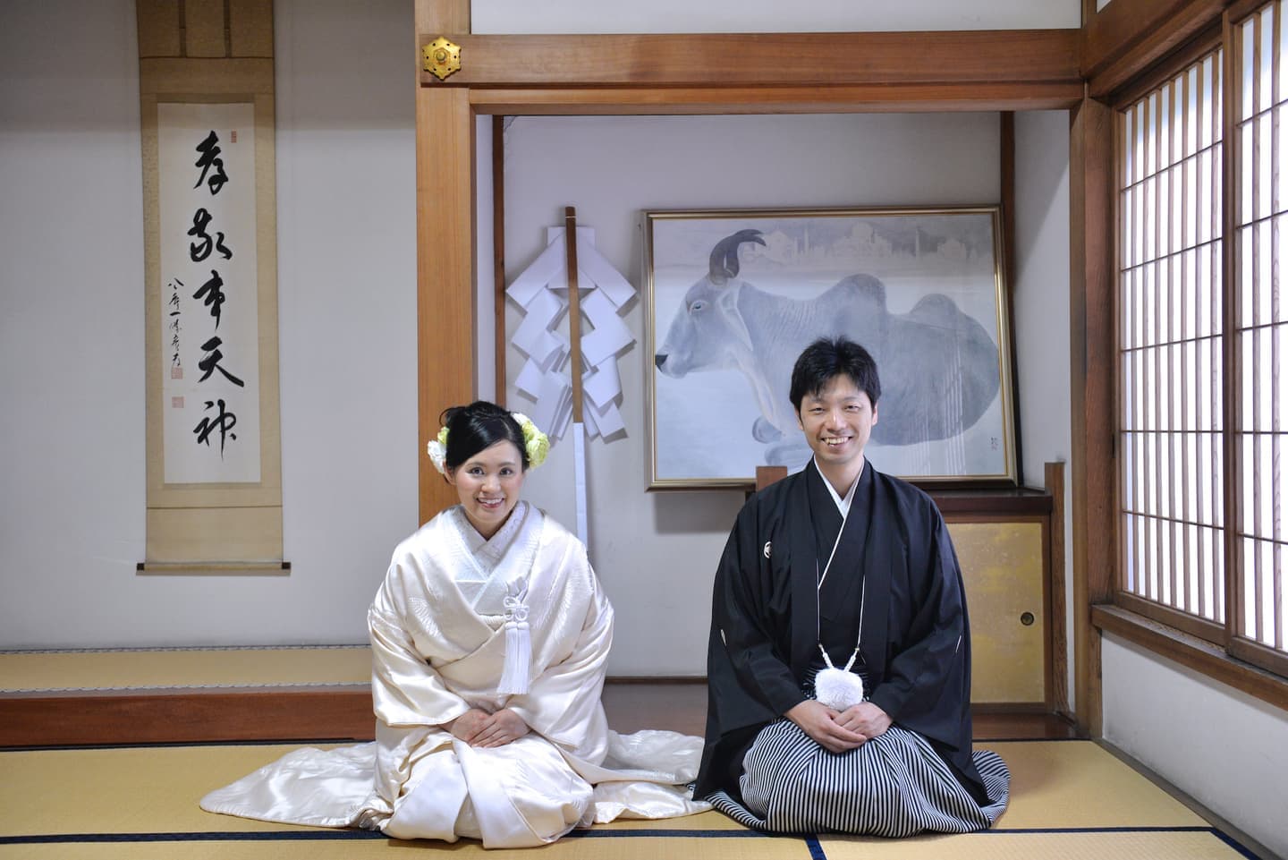 青海神社で結婚式の花嫁