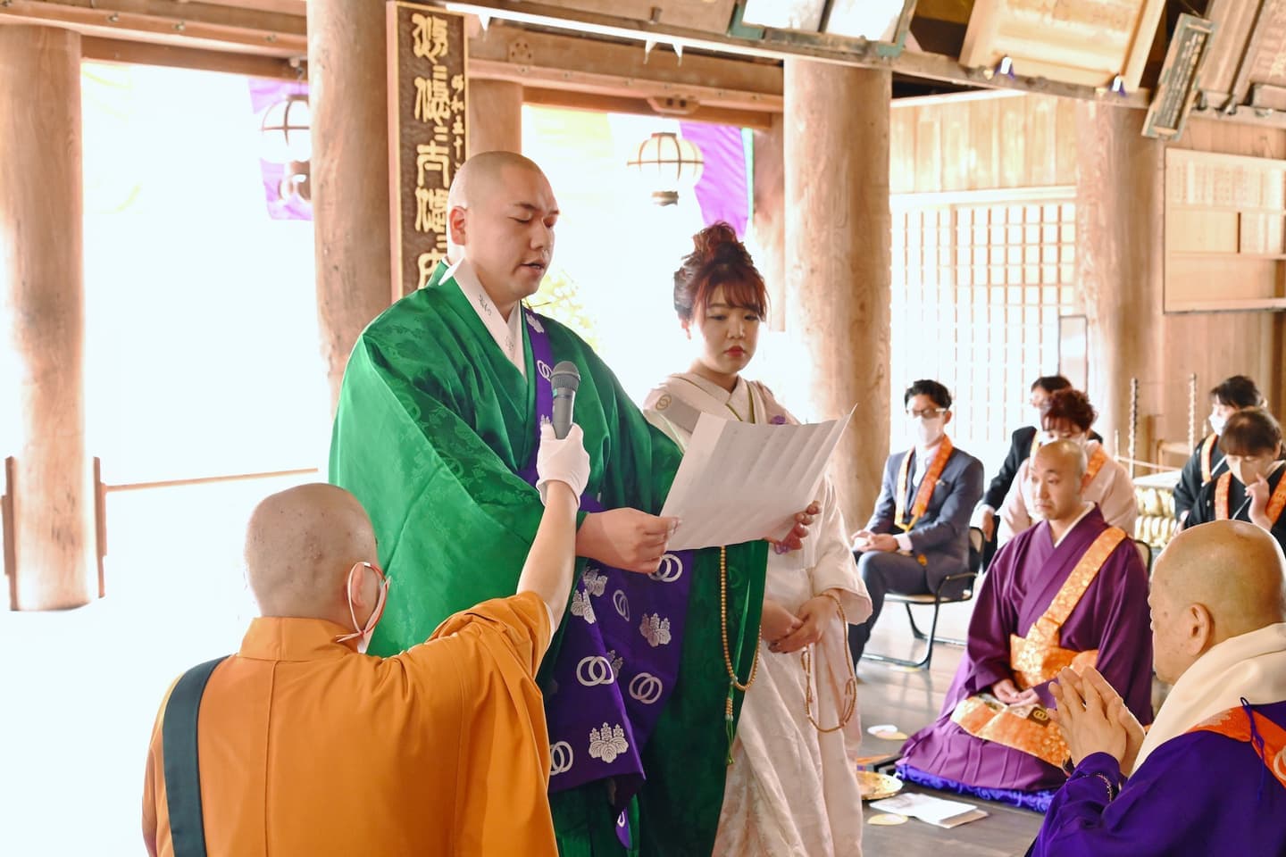 長谷寺で結婚式の花嫁