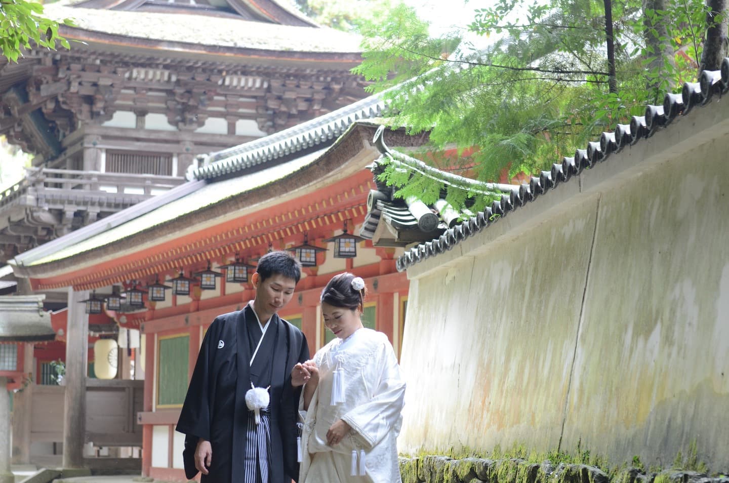 石上神宮で結婚式の花嫁