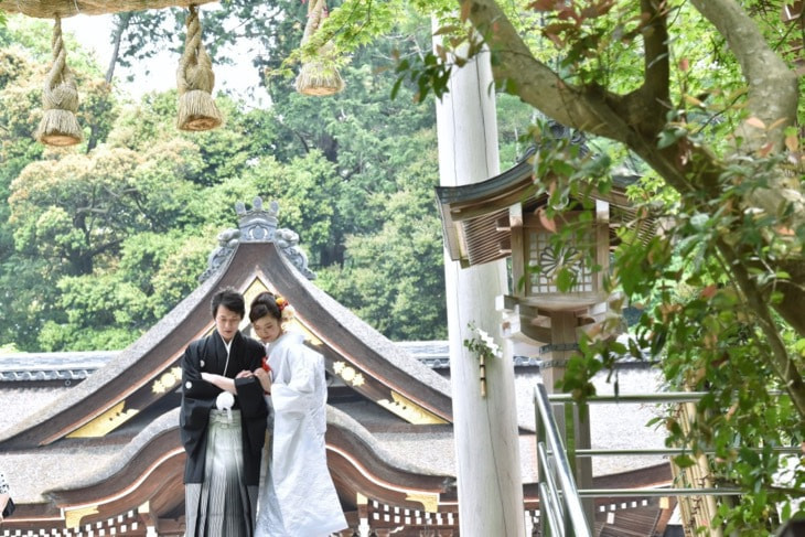 大神神社で結婚式の白無垢花嫁