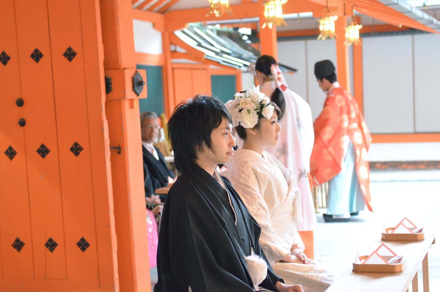 京都吉田神社で結婚式の花嫁