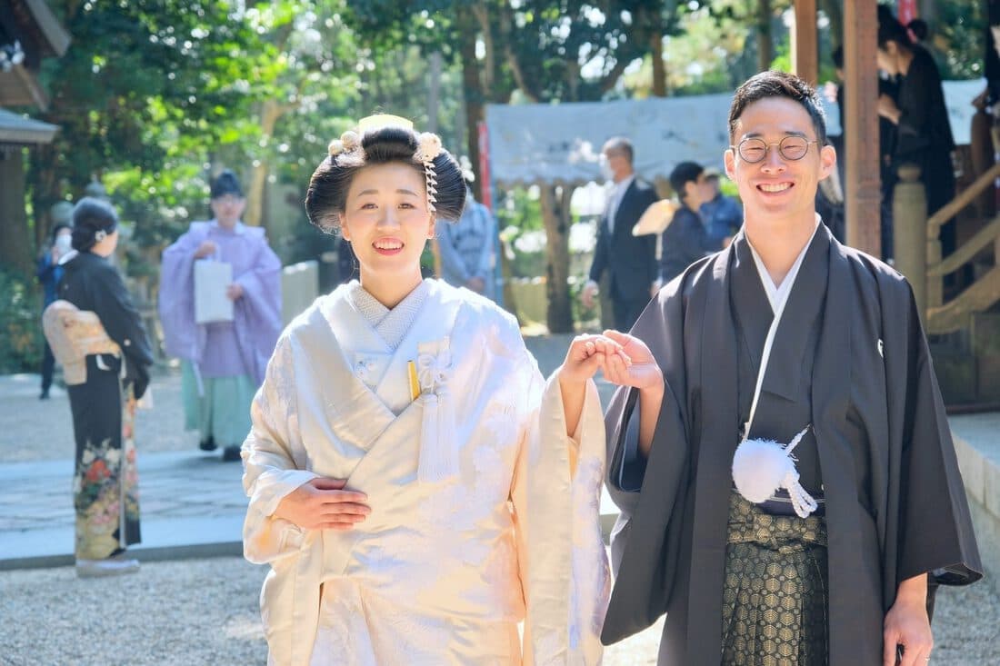 往馬大社での結婚式の写真