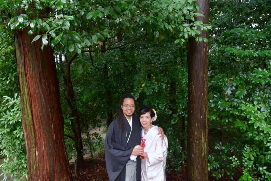 往馬大社での神前結婚式の写真