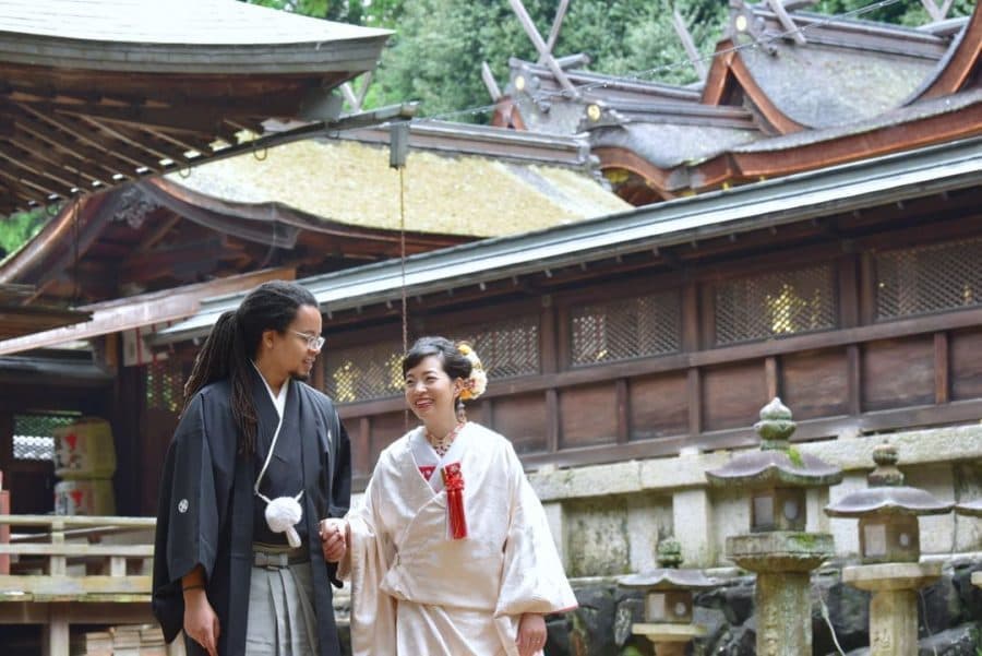 往馬大社での神前結婚式の写真