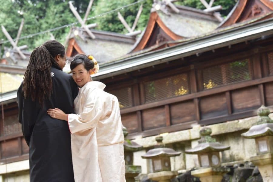 往馬大社での神前結婚式の写真