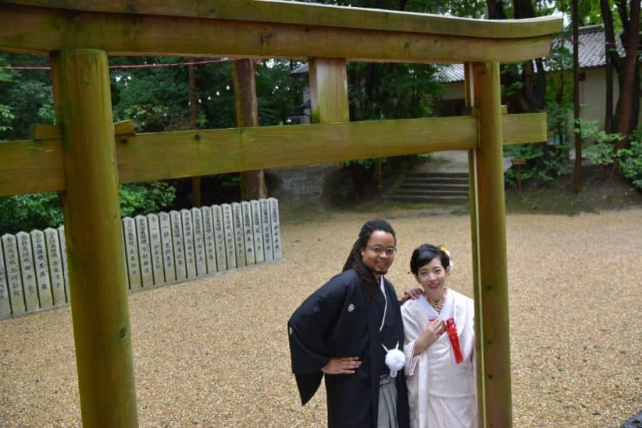 往馬大社での神前結婚式の写真