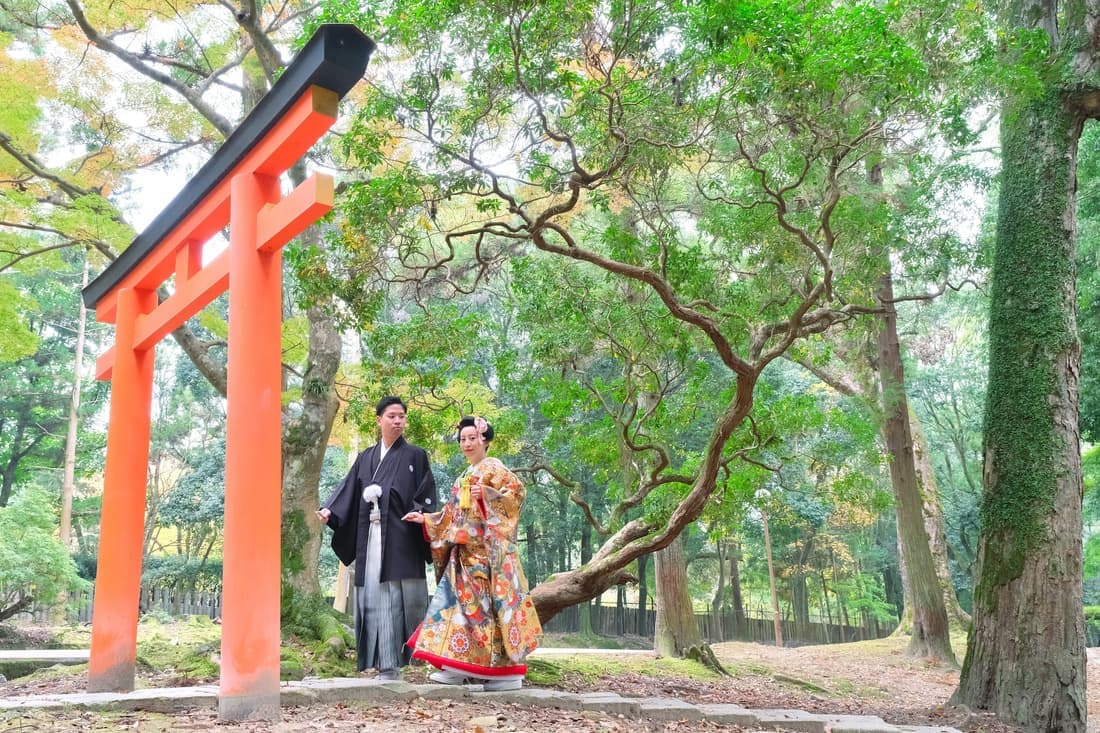 春日大社の結婚式の写真