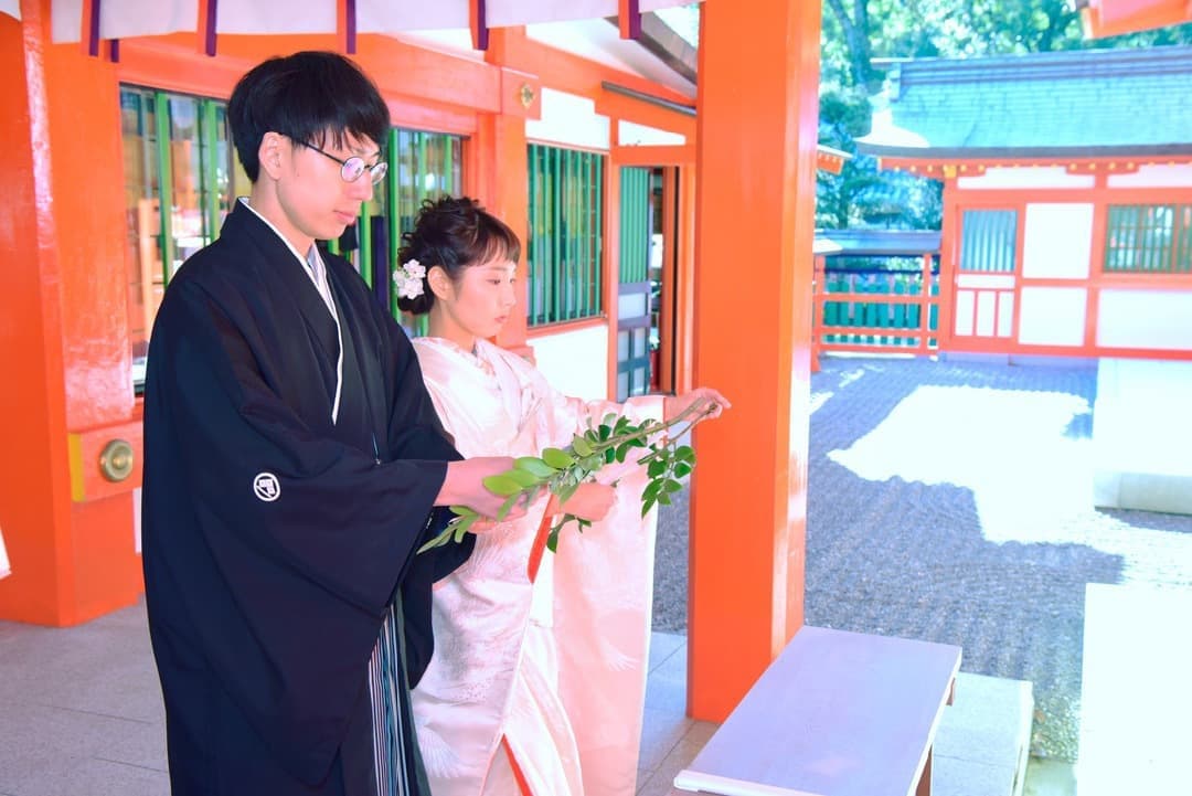 熊野速玉大社で結婚式の花嫁