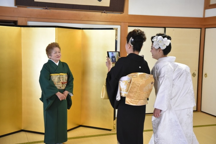 熊野那智大社の結婚式の白無垢洋髪