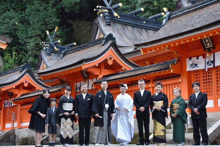 熊野那智大社の結婚式の白無垢洋髪