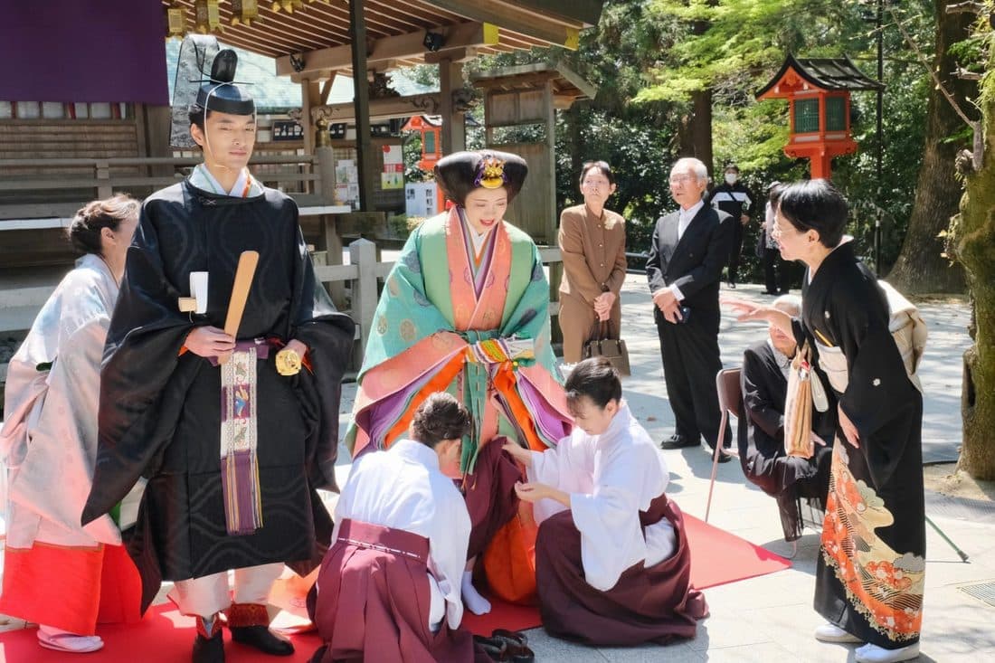 枚岡神社の神前結婚式の写真