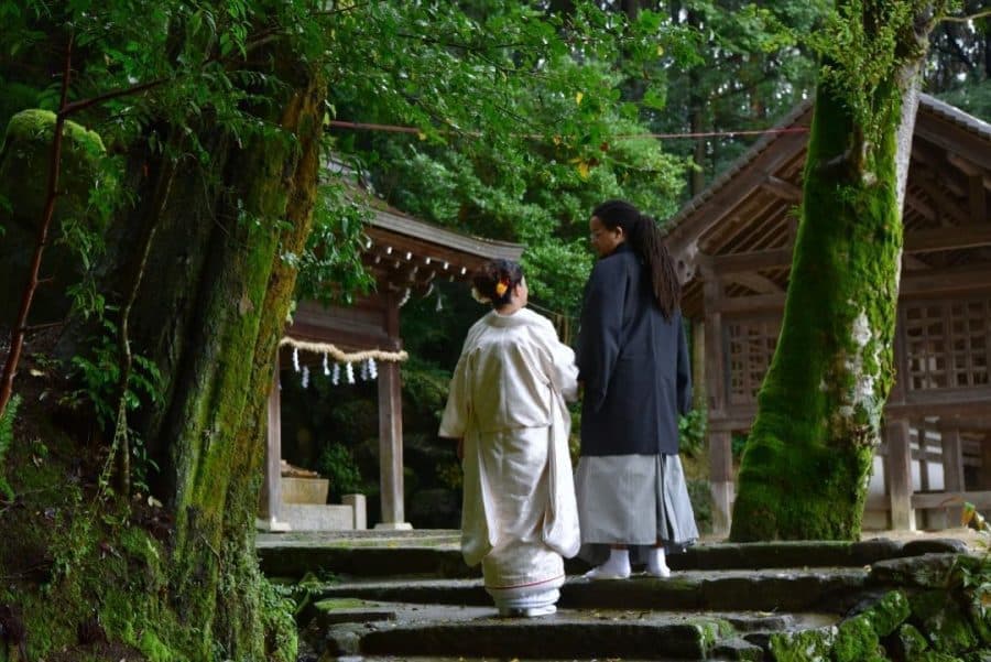 往馬大社での神前結婚式の写真