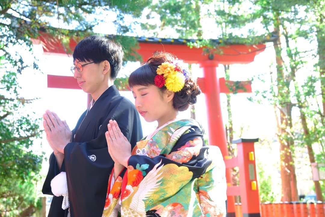 熊野速玉大社で結婚式の花嫁