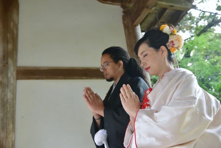 往馬大社での神前結婚式の写真