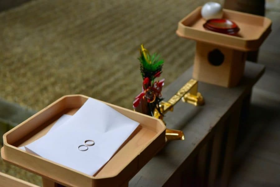 往馬大社での神前結婚式の写真