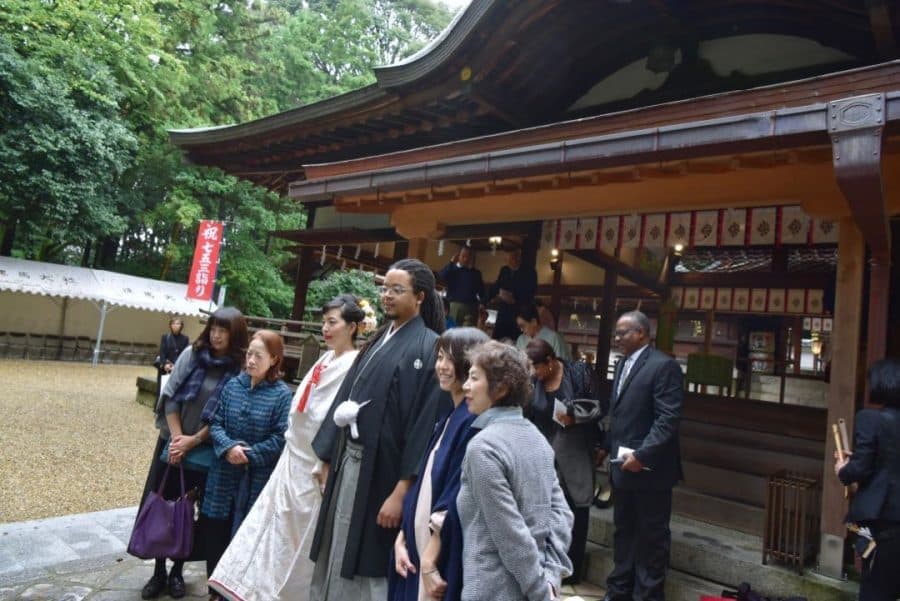 往馬大社での神前結婚式の写真