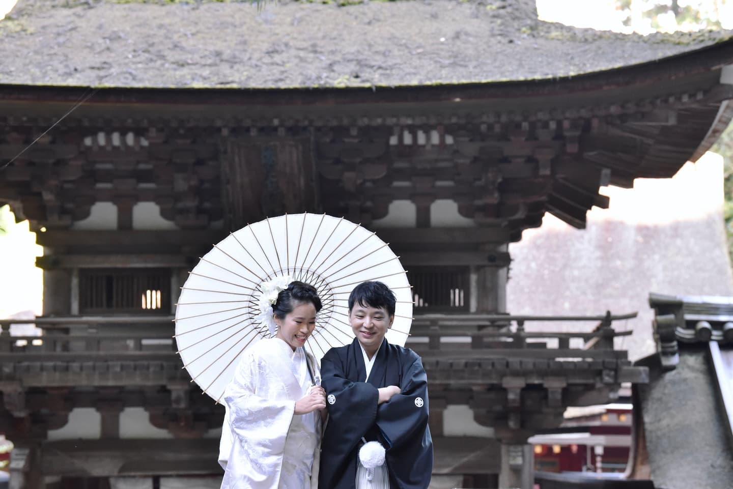 石上神宮で結婚式の花嫁