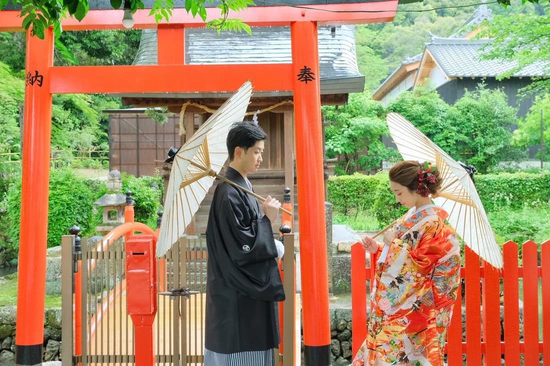 奈良の龍田大社での結婚式の写真