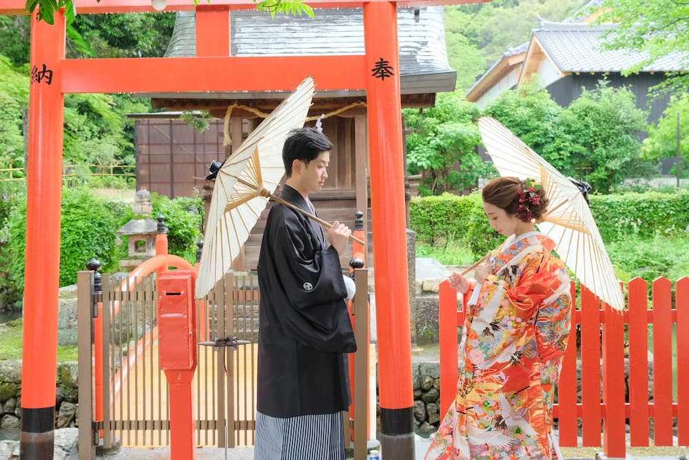 奈良の龍田大社の結婚式の写真