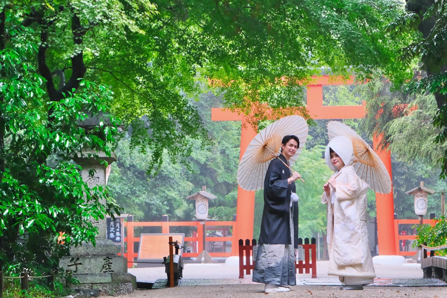下鴨神社での神前結婚式の写真