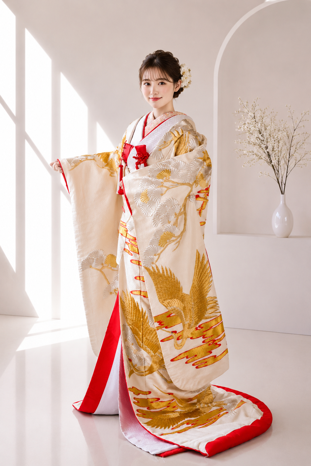 赤ピンク掛下白無垢豪華かわいい美しいレンタル